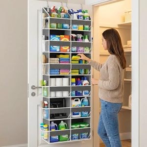 Organisateur à suspendre derrière la porte, 6 niveaux, 12 compartiments, 1 paquet, gris, rangement suspendu pour utilisation derrière la porte ou au mur - Product Image 6