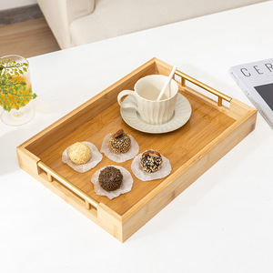 Plateau de service rectangulaire en bambou Youju avec poignée pour le thé et les pâtisseries, usage domestique - Product Image 3