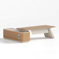 Escritorio Ejecutivo Modular Ergonómico Moderno, Estación de Trabajo Rectangular Convertible, Mesa de Oficina con Chapa de Madera, Panel Lateral con Almacenamiento, Sistema de Alimentación de Agua
