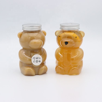 Bouteille de jus en PET transparente épaissie en forme d'ours Euphoria Creative pour le thé au lait, l'eau et le savon liquide pour enfants, 430 ml, bouchon à vis