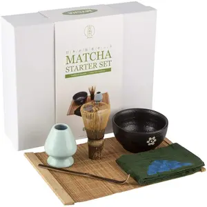 Bambus hediye OEM hizmeti seyahat sıcak satış çay çırpma tutucu töreni japonya Matcha çırpma çay seti ile matcha kaseler