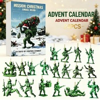 Calendrier de l'Avent Soldat Vert MM – Boîte Mystère avec Ornements en Acrylique – Cadeaux de Compte à Rebours de Noël – Faveurs de Fête de Noël – Vente en Gros Usine
