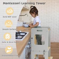 Tour d'apprentissage Montessori en bambou pliable, ensemble table et chaise écologique pour enfants