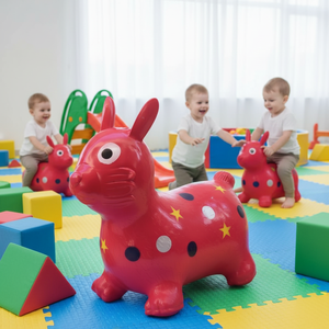 Máquina de Juego Inflable Roja FEZA con Conejo, Estrellas y Puntos para Niños, Personalizable en Inglés - Product Image 5