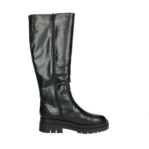 Bottes hautes pour femmes en cuir noir à semelle plateforme SABF241011 - Product Image 4