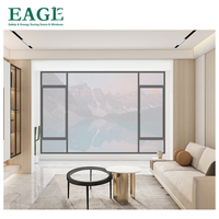 Fenêtre à arche moderne, fenêtre à battant française, fenêtre à persiennes en verre, cadre en alliage d'aluminium, moustiquaire en acier inoxydable, horizontale