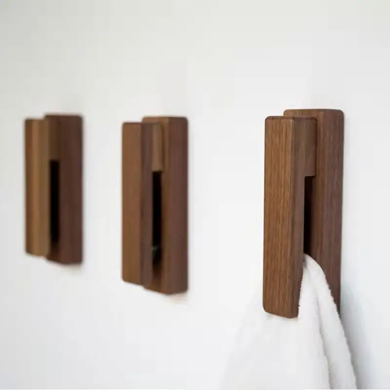 PUSELIFE Wood Towel Hooks Adhesive Vintage Towel Holder Wooden Wall Mounted Towel Racks for Bathroom and Kitchen