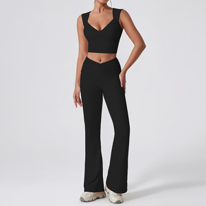 New V-neck <strong>Sports</strong> Underwear European and <strong>American</strong> Sexy Push-up <strong>Bra</strong> Waist Lift Hip Peach Pants Running Yoga Fitness Suit - Product Image 5