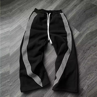 Pantalon de survêtement ample et décontracté pour homme Yingling, coupe droite, motif rayé contrastant, avec logo personnalisé, en molleton épais