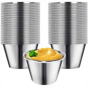Bols à sauce réutilisables de qualité supérieure en acier inoxydable, petits bols à chutney pour trempettes, ketchup et condiments - Product Image 1