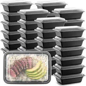 SB046工厂送货微波密封容器带盖饭盒透明塑料膳食准备容器食品外卖