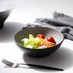 A5 Imitation Porcelain Gray-<b>Black</b> Rock Two-Tone Japanese Ramen Bowl/Soup Bowl/Large Bowl for Fruit, Cold Dishes, and Japanese - Product Image 3