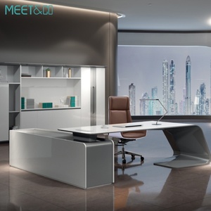 Modern Luxury MFC Board Executive Boss Office Desk High-End Home Furniture with L-Shaped <b>Table</b> Factory Design - Product Image 6