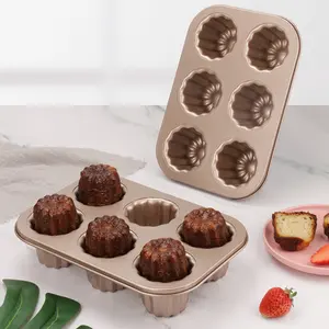 Ustensiles de cuisson antiadhésifs personnalisables en acier au carbone moules à muffins 6 cavités moule de cuisson cannele moule de cuisson