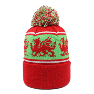 Unisex Custom Embroidery Logo Jacquard Knitted Beanie <b>Hat</b> Good Quality Soft Fabric Comfortable <b>Pompom</b> <b>Hat</b> - Product Image 3