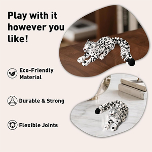 Animaux imprimés en 3D, léopard des neiges, créature, jouets imprimés en 3D flexibles pour soulager le stress et décorer le bureau, cadeau unique - Product Image 5