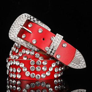 <span class=keywords><strong>Ceinture</strong></span> pour <span class=keywords><strong>femme</strong></span> en <span class=keywords><strong>cuir</strong></span> véritable de style coréen avec strass, boucle à ardillon et boucle en acier, vente directe d'usine Ecowalson - Product Image 3