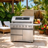Barbecue à gaz extérieur haut de gamme C7 Premium à 6 brûleurs avec allumage électronique, certifié CE