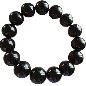 Natürliches schwarzes Turmalin rundes Perlen Armband Rubel lite modische Damen anpassbares Armband