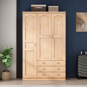 Armoire en bois directement de l'usine pour intérieurs résidentiels et hôteliers, avec étagères autoportantes, rangement suspendu et design de porte contemporain - Product Image 5