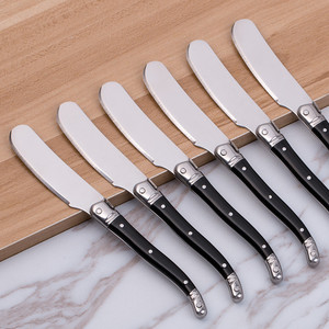 Couteaux <span class=keywords><strong>à</strong></span> <span class=keywords><strong>beurre</strong></span> <span class=keywords><strong>Laguiole</strong></span>, ustensiles de cuisine écologiques, lavage <span class=keywords><strong>à</strong></span> la main uniquement, manche en plastique noir, couteaux <span class=keywords><strong>à</strong></span> condiments en acier inoxydable - Product Image 5