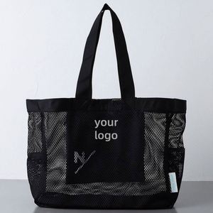 Sac de plage en maille de nylon de haute qualité, sac de plage en maille, design personnalisé avec logo, vente en gros - Product Image 2