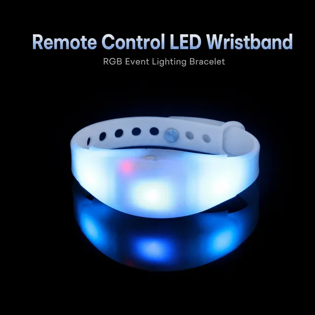 Wholesale Security Remote Control LED Wristband Custom Logo RGB Light Bracelet Waterproof Large Scale Event Supplies for