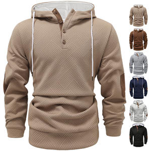 Sudadera con Capucha para Hombre, Color Sólido, Diseño Jacquard con Botones, Corte Holgado, Transpirable, Informal, para Ocio, Talla M - Product Image 4