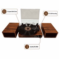 Tourne-disque vinyle sans fil Udreamer à 3 vitesses, lecteur de disques minimaliste scandinave équipé de haut-parleurs indépendants