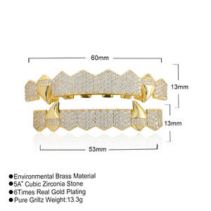 BES vendita calda ghiacciato fuori oro <span class=keywords><strong>Grillz</strong></span> e argento rame gioielli Micro Pave CZ Hip Hop denti <span class=keywords><strong>Grillz</strong></span> Set per gli uomini - Product Image 6