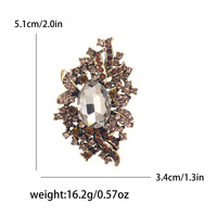 Bros Kristal Oval Barok Vintage Multi Warna, Bros Daun Keriting Bertabur Rhinestone Besar, Aksesoris Perhiasan untuk Wanita, Cocok untuk Jas, Mantel, Pesta Pernikahan