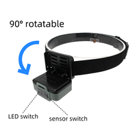 Lampe frontale LED industrielle légère, double alimentation, rechargeable au lithium-ion, triple lumière (blanc, chaud, rouge), détecteur de mouvement, IP44, pour le travail