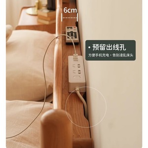 Nordic Cherry Wood Wave Pattern Solid Wood <b>Bed</b> 1.8m Platform <b>Double</b> <b>Bed</b> Bedroom Furniture - Product Image 4