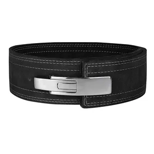 High Quality Gym Weightlifting Belt Lumbar Soft Genuine Leather Buckle Heavy lift Adult Lever Weight Lifting Belt for men