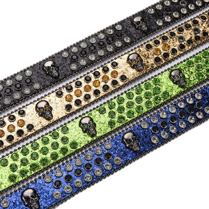 Skull Head Buckle Colors Bling Bling Fashion PU Leather Men's Jeans Punk Studded Rhinestones <strong>Belts</strong> For Woman - Product Image 6