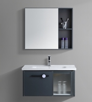 Meuble-lavabo mural de salle de bain au design moderne, étanche, avec comptoir en ardoise, cadre en aluminium et fibre de carbone, intelligent pour salles de bain