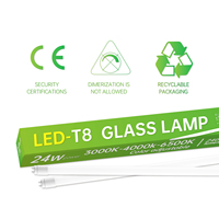 Lámpara LED T8 de 1.2m con Sensor de Movimiento por Microondas, 18W, 6500K, Alto CRI, Cuerpo de Vidrio, para Jardín y Oficina
