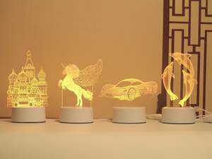 Lampe <span class=keywords><strong>de</strong></span> <span class=keywords><strong>nuit</strong></span> créative en acrylique carrée <span class=keywords><strong>de</strong></span> taille moyenne avec illusion 3D, LED blanc chaud, alimentée par USB, <span class=keywords><strong>projection</strong></span> pour chambre à coucher, table, bureau - Product Image 5