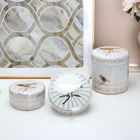 JW014 pot d'or oiseau en céramique boîte à bijoux de luxe décor à la maison boîte à noix en porcelaine ensemble de trois étuis