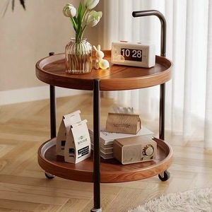 <span class=keywords><strong>Tavolino</strong></span> da Caffè Moderno Minimalista a Doppio Strato <span class=keywords><strong>con</strong></span> Ruote, Piano <span class=keywords><strong>in</strong></span> <span class=keywords><strong>Legno</strong></span> e Struttura <span class=keywords><strong>in</strong></span> Acciaio, Arredamento per Soggiorno, Hotel e B&B - Product Image 2