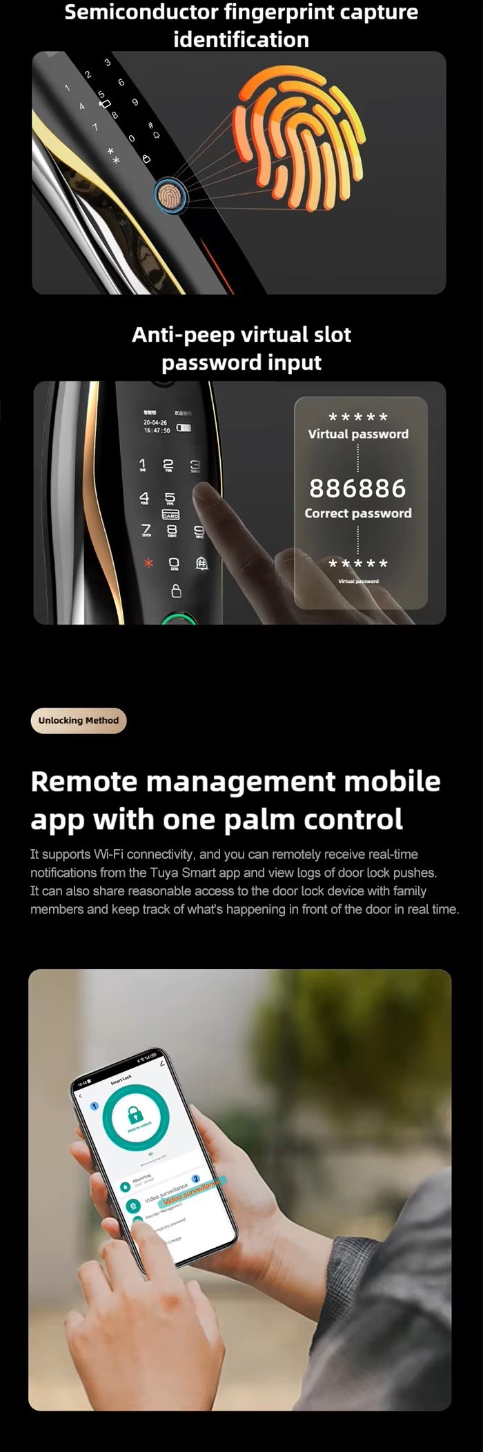Hot Selling Full Automatic Real Time Video Intercom Smart Wifi Digital Door Lock Anti-theft Camera Digital Keyless Smart Lock · image 2