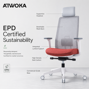 <span class=keywords><strong>Chaise</strong></span> <span class=keywords><strong>ergonomique</strong></span> en maille certifiée EPD ATWOKA - Siège <span class=keywords><strong>de</strong></span> travail écologique et durable pour les projets <span class=keywords><strong>de</strong></span> construction verte - Product Image 4