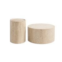 Ensemble de tables basses rondes modernes en gros, table centrale circulaire avec plateau en bois pour salon, appartement, petit espace