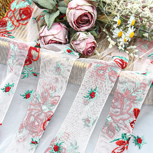 Thiết Kế Mới Lưới Thêu Màu Đỏ Tăng Pháp Ren Wedding Dress Vải Cho Phụ Nữ Ăn Mặc - Product Image 1