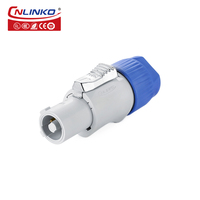 Connecteur industriel étanche CNLINKO gris en plastique PBt, prise femelle Powercon à 3 broches, taille de découpe 24 mm, montage sur panneau