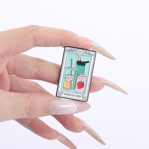 Tiga cangkir kartu Tarot pin Enamel cangkir air Soda kopi bros kerah lencana hadiah Aksesori Perhiasan untuk teman - Product Image 4