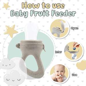 Jouet de dentition pour bébé, jouet de sevrage, distributeur de fruits pour bébé, sucette, silicone sans BPA, logo personnalisé, motif, âge 0-12 mois - Product Image 6