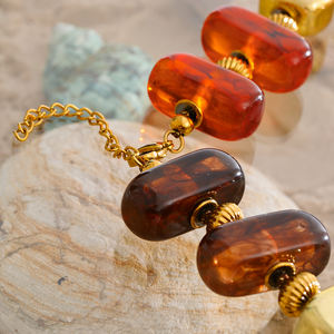 XY専用デザインアンバー樹脂CCB素材ネックレス金メッキステンレスビーズ手作りチョーカーネックレス - Product Image 4