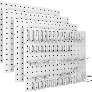 Metal Pegboard Wall Storage Rack Heavy Duty Garage Workshop Organizer With <b>Hooks</b> For <b>Tools</b> And Equipment - Product Image 5