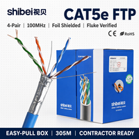 Cable de Red Ethernet Shibei CAT5e FTP Sólido de 4 Pares y 24AWG, 305m, para Sistemas de Seguridad CCTV, Precio de Fábrica